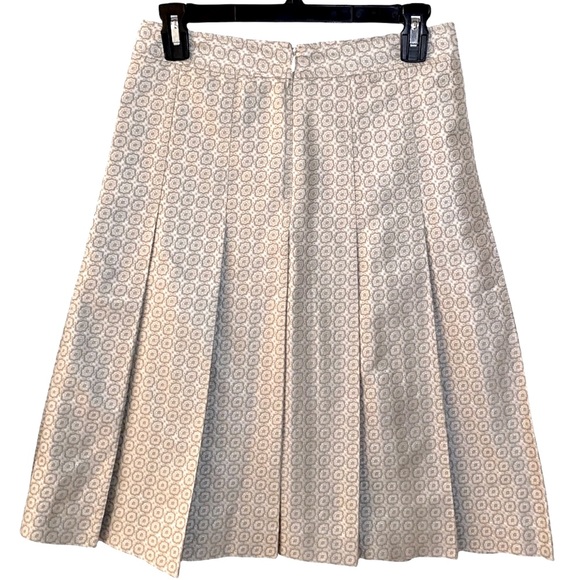 THEORY Cream Jacquard Silk A-Line Skirt Size 2 - Picture 10 of 11